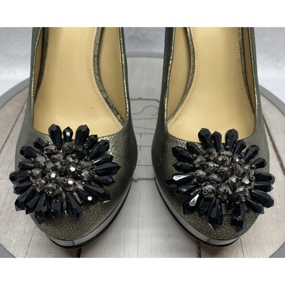 Coach Shoes Pumps Heels Bergen Soft Crackled Leather Green Women's Size 8.5B - Picture 7 of 15